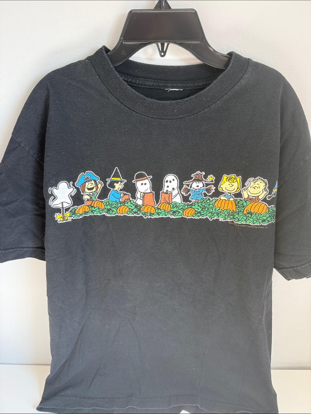 Peanuts Black Halloween T-Shirt with Pumpkin Patch Characters
